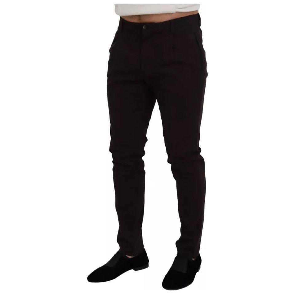 Dolce & Gabbana Brown Skinny Men Cotton Stretch Pants PAN73370-50