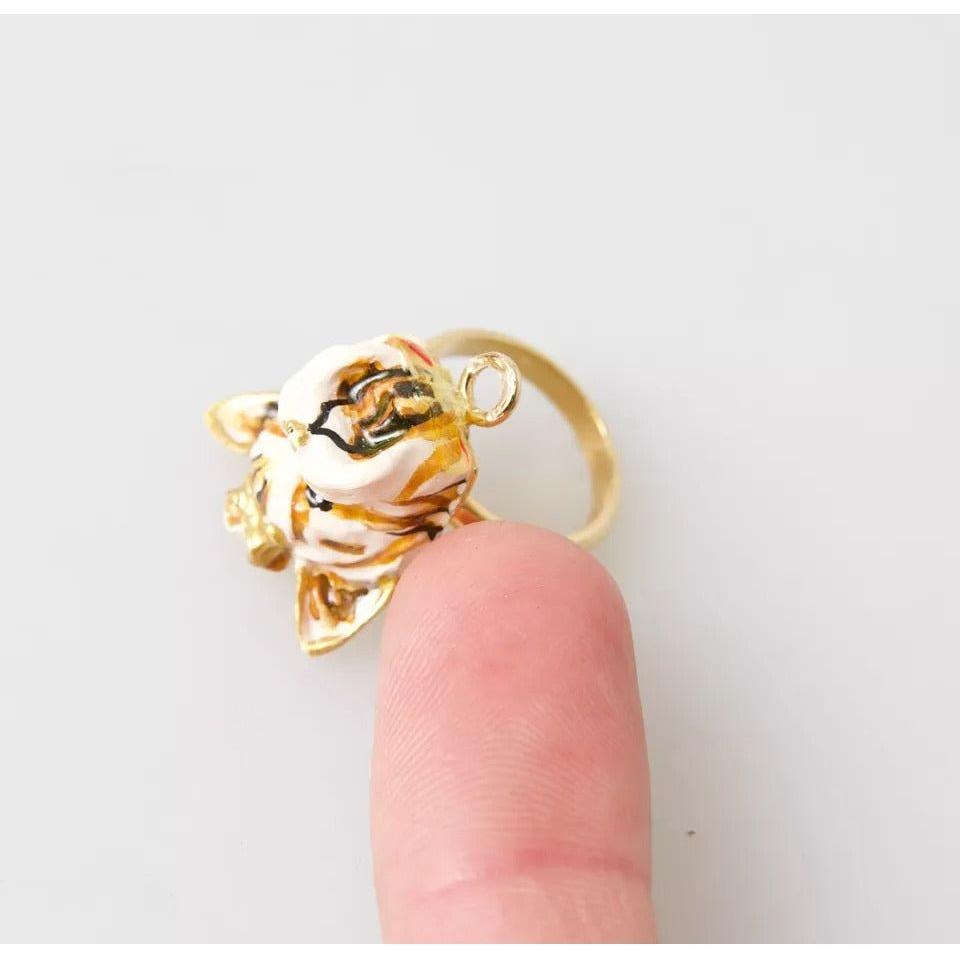 Dolce & Gabbana Gold Brass Resin Beige Dog Pet Accessory Ring SMY101151-6