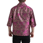 Dolce & Gabbana Fuchsia Pink Floral Jacquard Button Down Shirt TSH84203-41