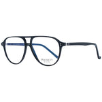 Hackett Black Men Glasses Frame in acetate, full-rim aviator style, with demo lenses, size 54-12-145, includes branded case.