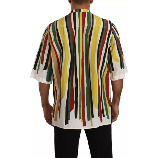 Dolce & Gabbana Multicolor Striped Linen Cotton Shirt TSH7536-40