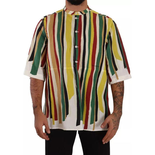 Dolce & Gabbana Multicolor Striped Linen Cotton Shirt TSH7536-40