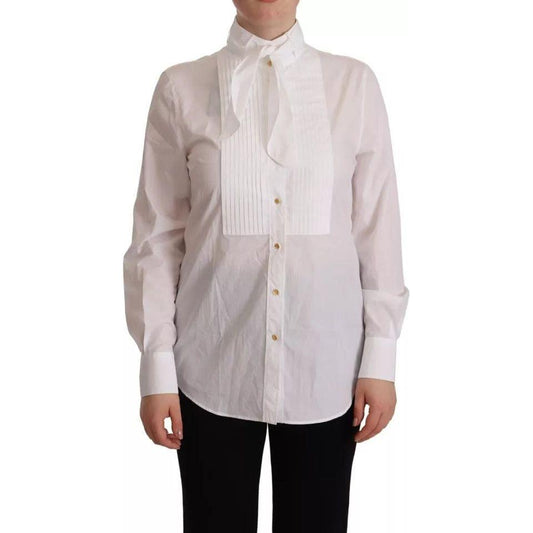 Dolce & Gabbana White Cotton Collared Long Sleeves Formal Shirt Top TSH7625-40