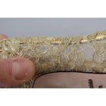 Dolce & Gabbana Gold Taormina Lace Crystal Heels Pumps Shoes Dolce & Gabbana Rosy Brown