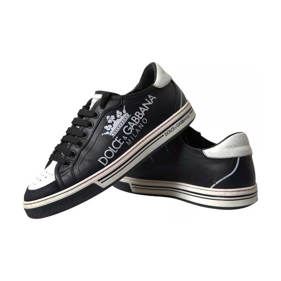 حذاء رياضي رجالي من دولتشي آند غابانا كراون ميلانو مصنوع من الجلد الأسود