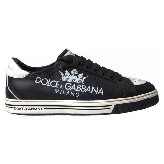 Dolce & Gabbana Black Leather Crown Milano Men Sneakers Shoes MV5462-41