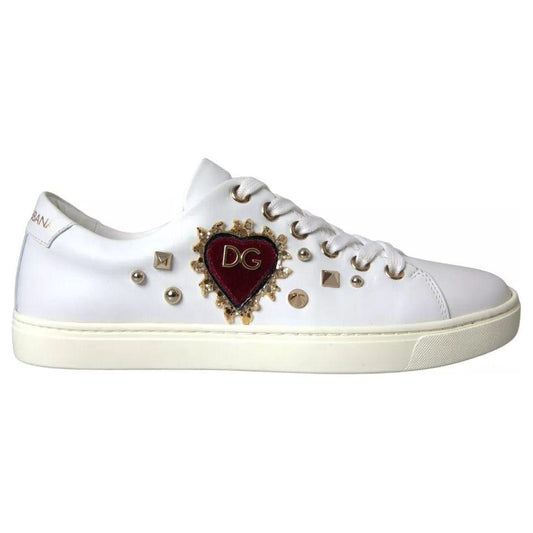 Dolce & Gabbana White Portofino Sacred Heart Sneakers Women Shoes LA10835-35/35.5