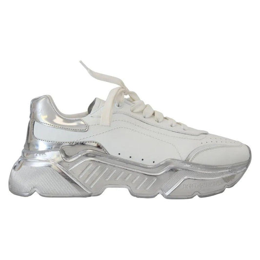 Dolce & Gabbana White Silver Leather Daymaster Women Sneakers Shoes LA10056-39.5