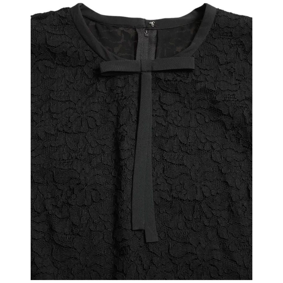 Dolce & Gabbana Black Floral Lace Blouse T-shirt Staff Top TSH4899-38