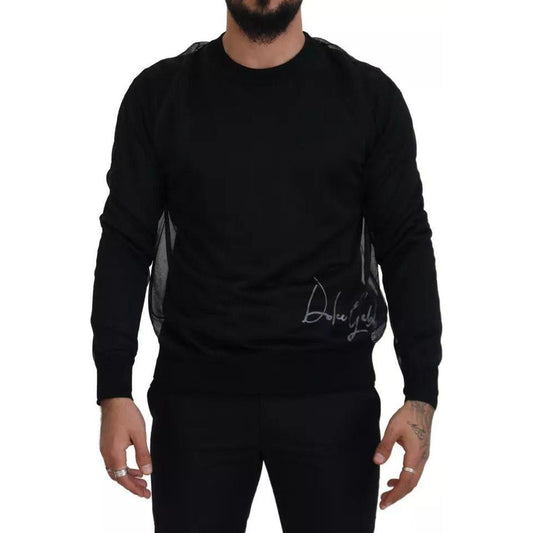 Dolce & Gabbana Black Polyester Crewneck Men Pullover Sweater TSH83174-M