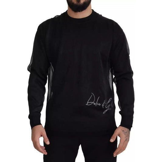 Dolce & Gabbana Black Polyester Logo Men Pullover Sweater TSH8096-48
