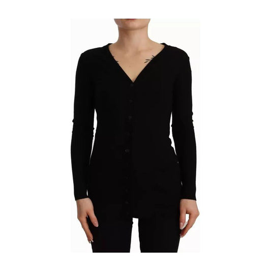 Dolce & Gabbana Black Wool Knit Button Down Cardigan Sweater TSH7472-42