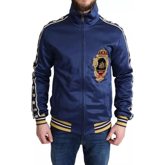Dolce & Gabbana Blue Heraldic Patch Striped King Bee Sweater JKT7883-50
