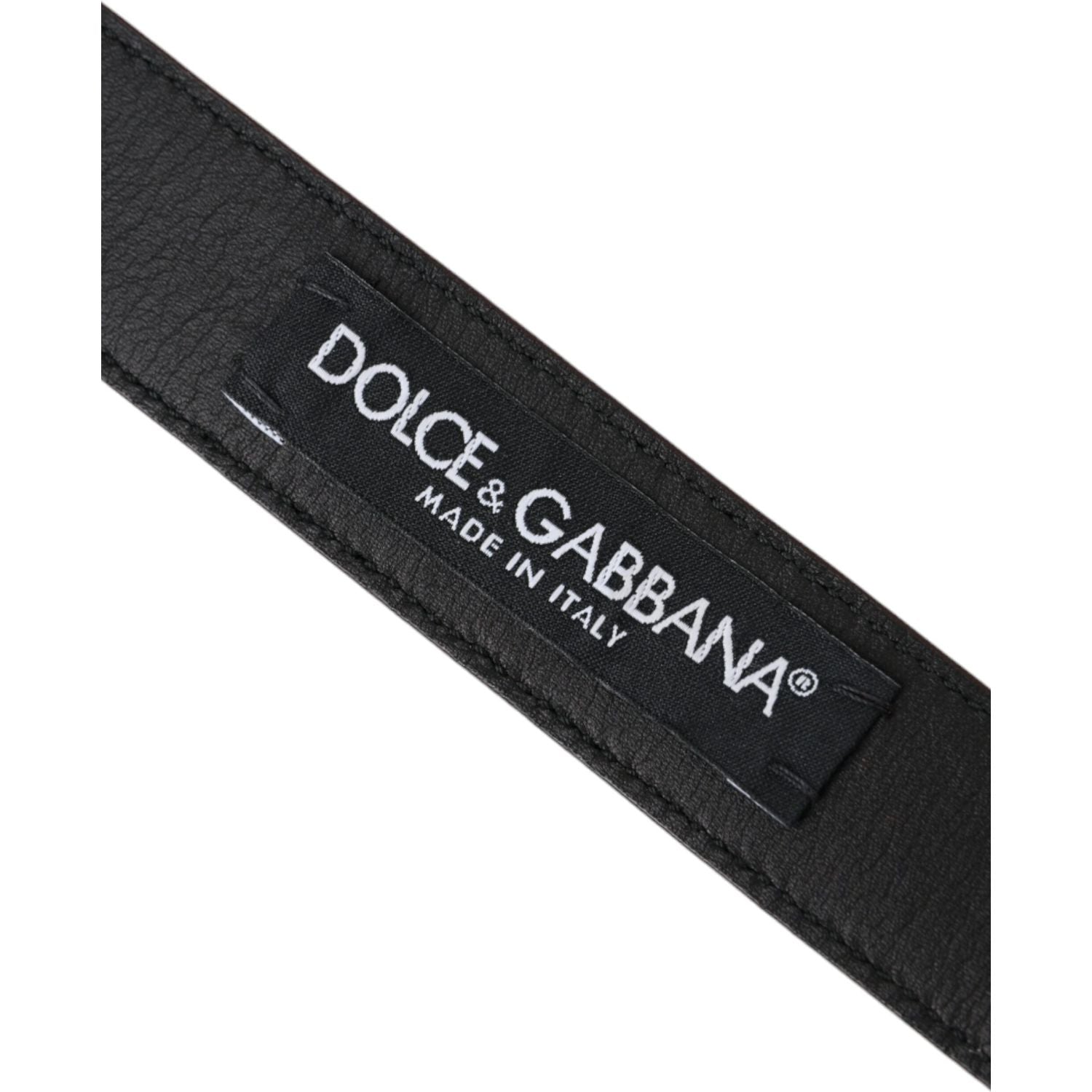 Dolce & Gabbana Brown Leather Silver Metal Buckle Belt Men