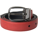 Dolce & Gabbana Red Leather Silver Metal Buckle Belt Men Dolce & Gabbana Sienna