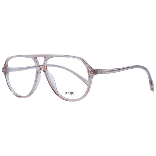 Maje Beige Women Glasses Frame in acetate, aviator style, full-rim design with demo lenses and branded case included.