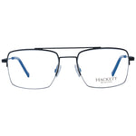Hackett Black Men Glasses Frame, stainless steel half-rim aviator with demo plastic lenses, includes branded case.