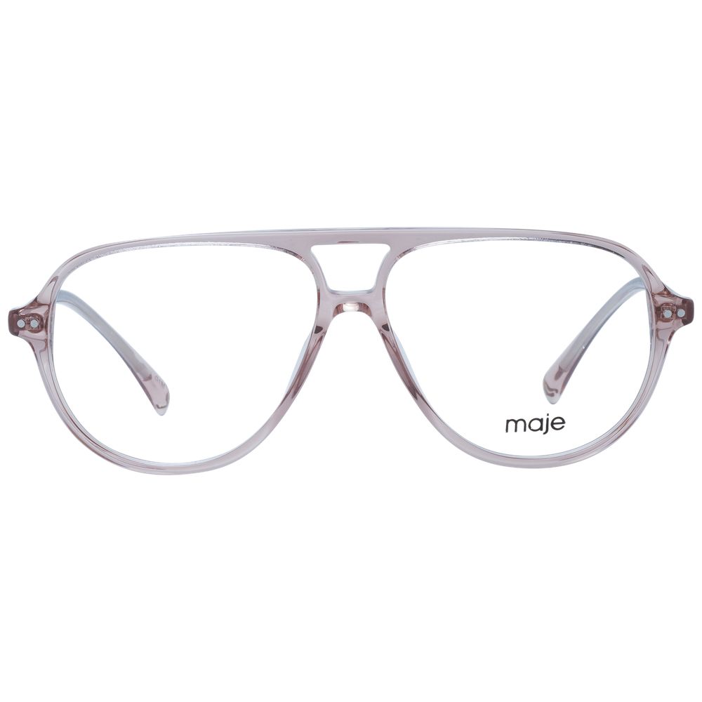 Maje Beige Women Glasses Frame in acetate with full-rim aviator style, includes branded case.