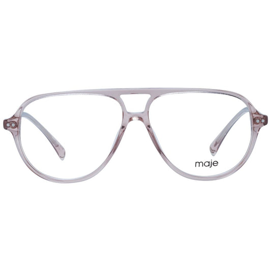 Maje Beige Women Glasses Frame in acetate with full-rim aviator style, includes branded case.
