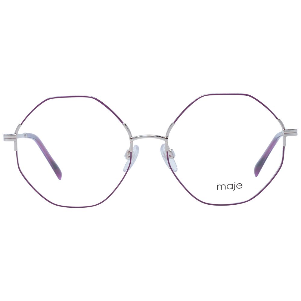 Maje Purple Women Glasses Frame in metal full-rim geometric style with demo plastic lenses, size 55-17-135, includes branded case.