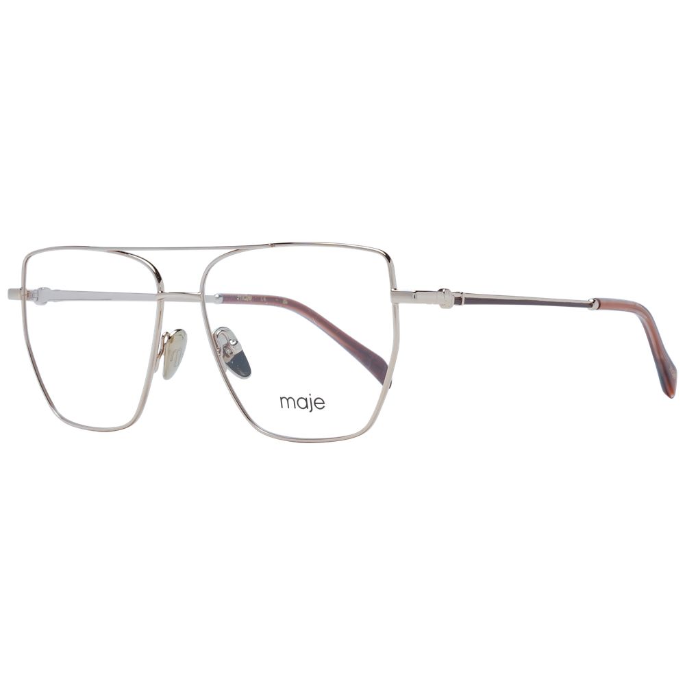 Maje Gold Women Glasses Frame in metal full-rim aviator style with demo lenses and 53-13-140 size, includes branded case.