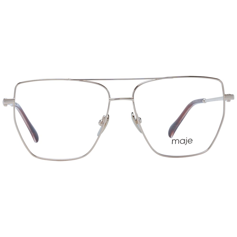 Maje Gold Women Glasses Frame, aviator style in full-rim metal with demo lenses, includes branded case.
