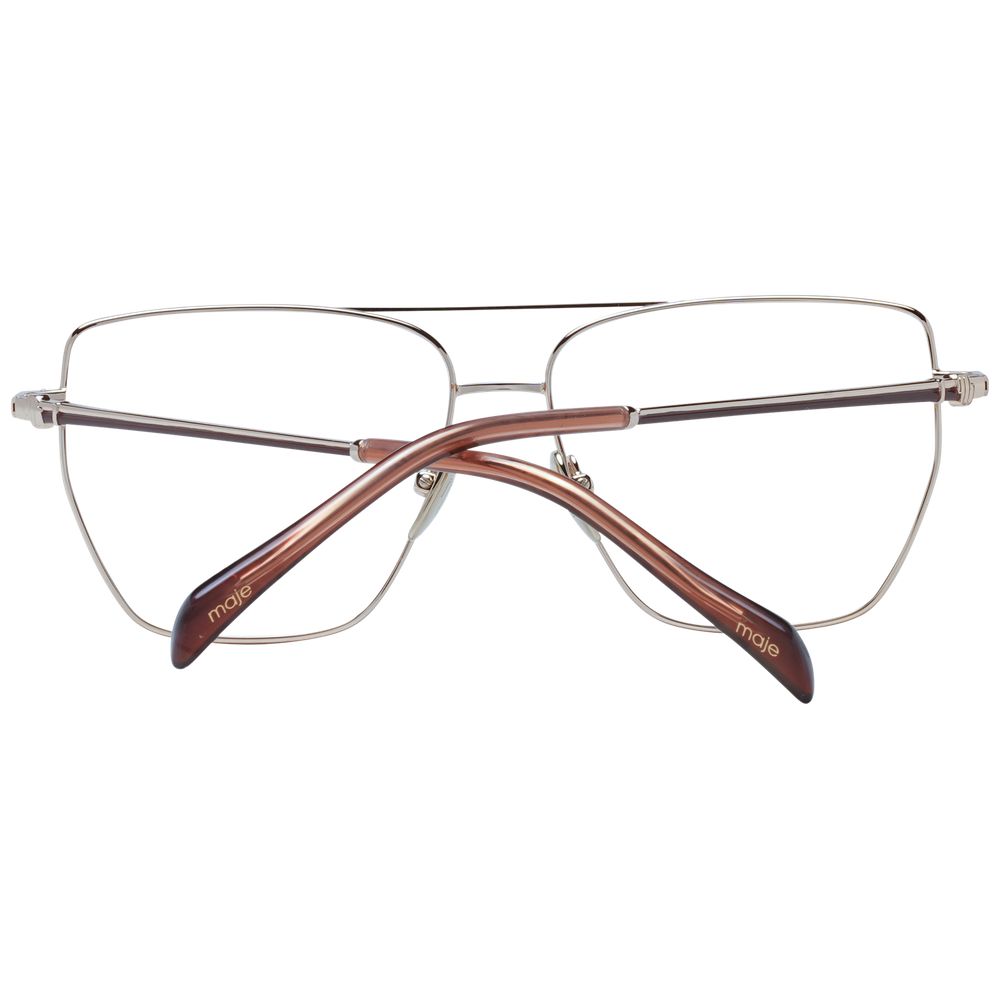 Maje Gold Women Glasses Frame in metal full-rim aviator style with demo lenses and branded case.