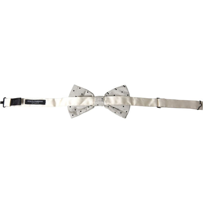 Dolce & Gabbana White Black Polka Dot Polyester Bow Tie Men