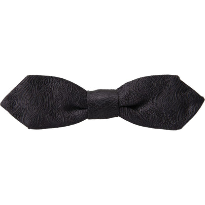 Dolce & Gabbana Black Brocade Silk Adjustable Neck Bow Tie