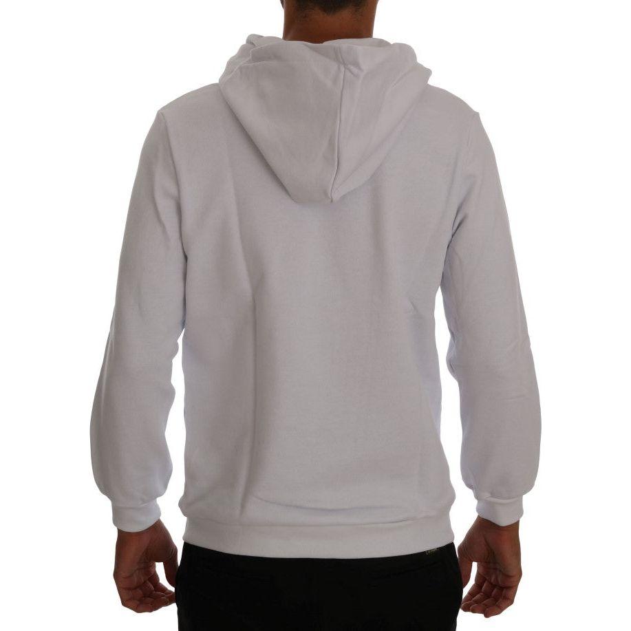 Daniele Alessandrini White Pullover Hodded Cotton Sweater