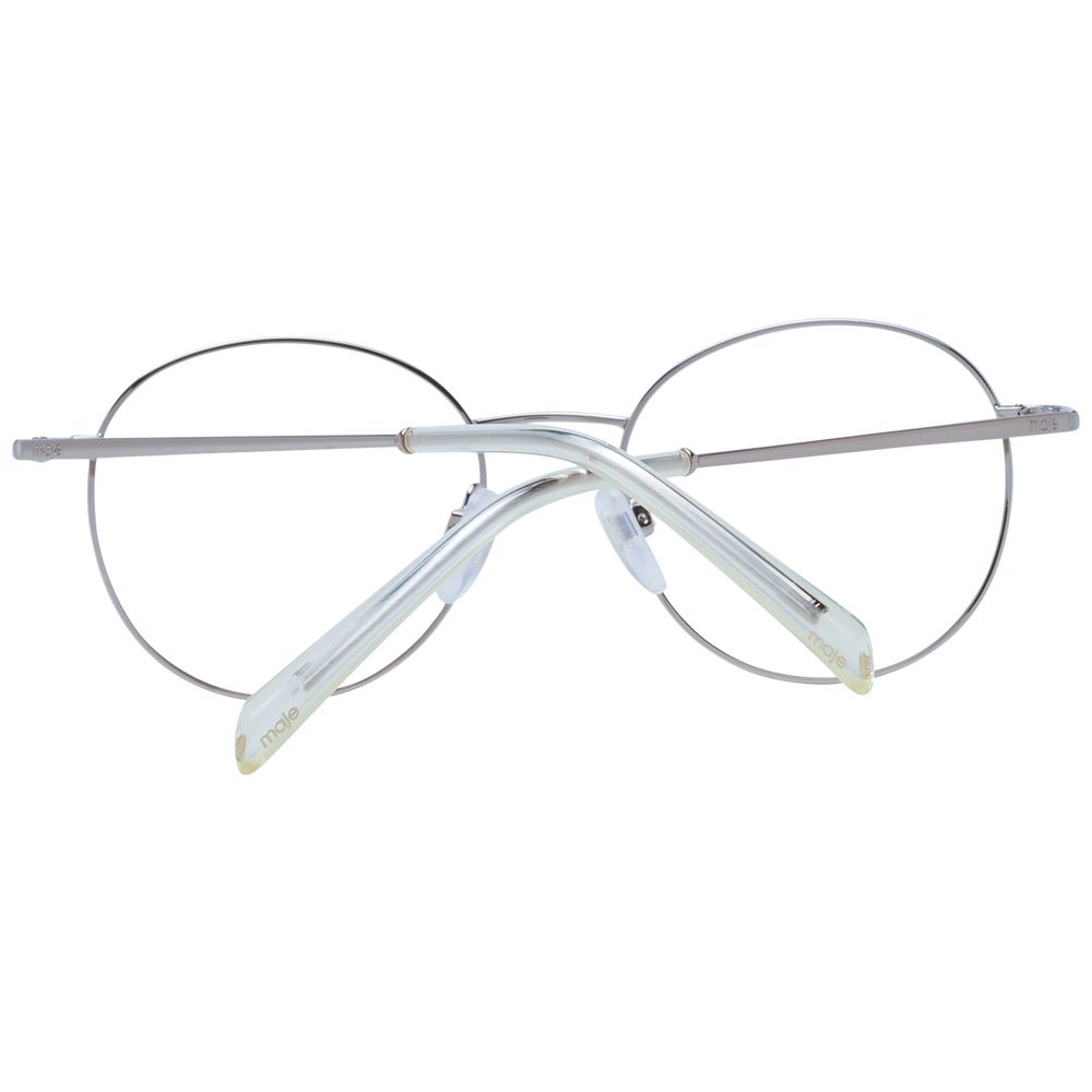 Maje Gold Women Glasses Frame in full-rim stainless steel with demo lenses, round style, size 48-17-140, includes branded case.