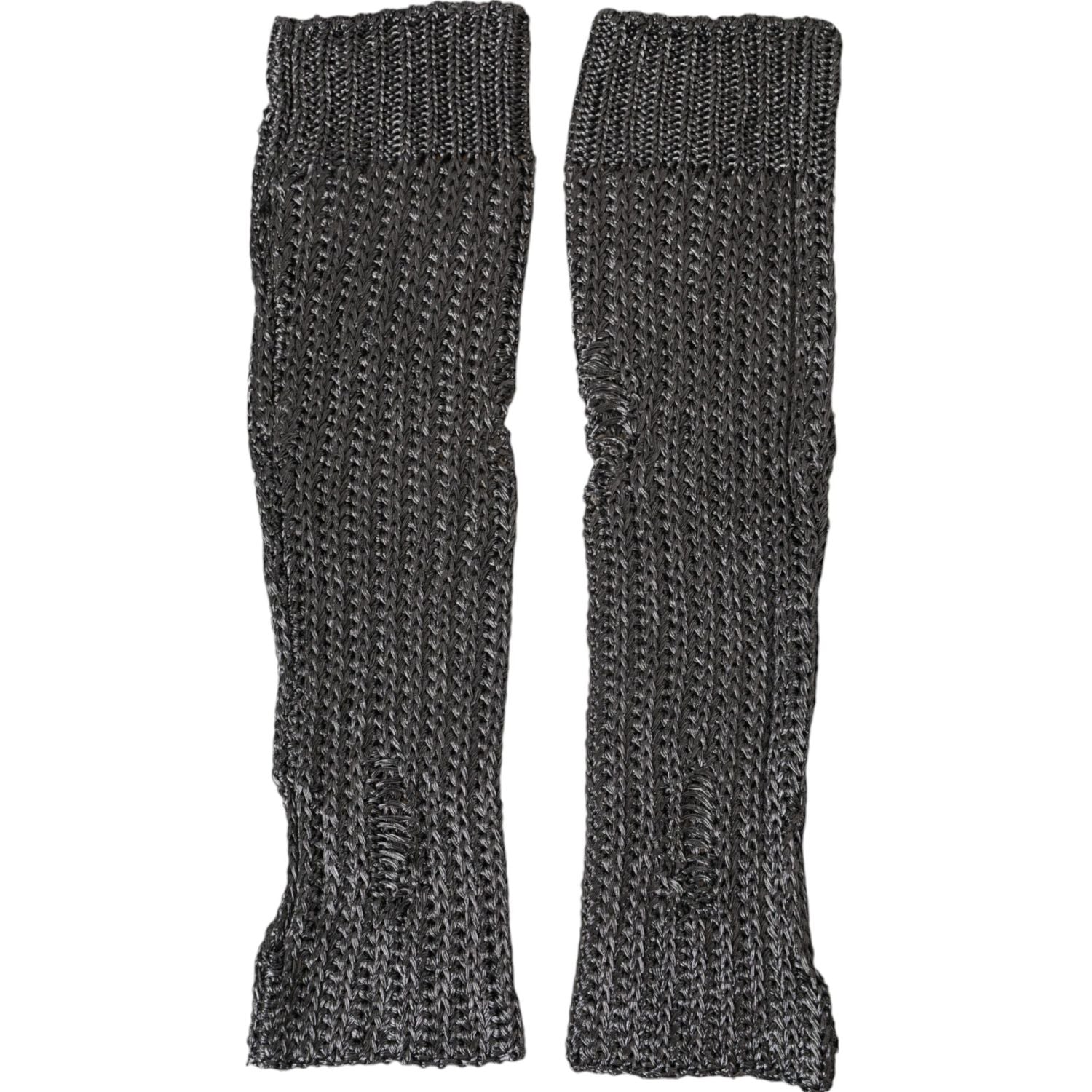 Dolce & Gabbana Gray Viscose Knitted Finger Less Gloves