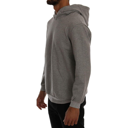 Daniele Alessandrini Gray Pullover Hodded Cotton Sweater TSH1350-4