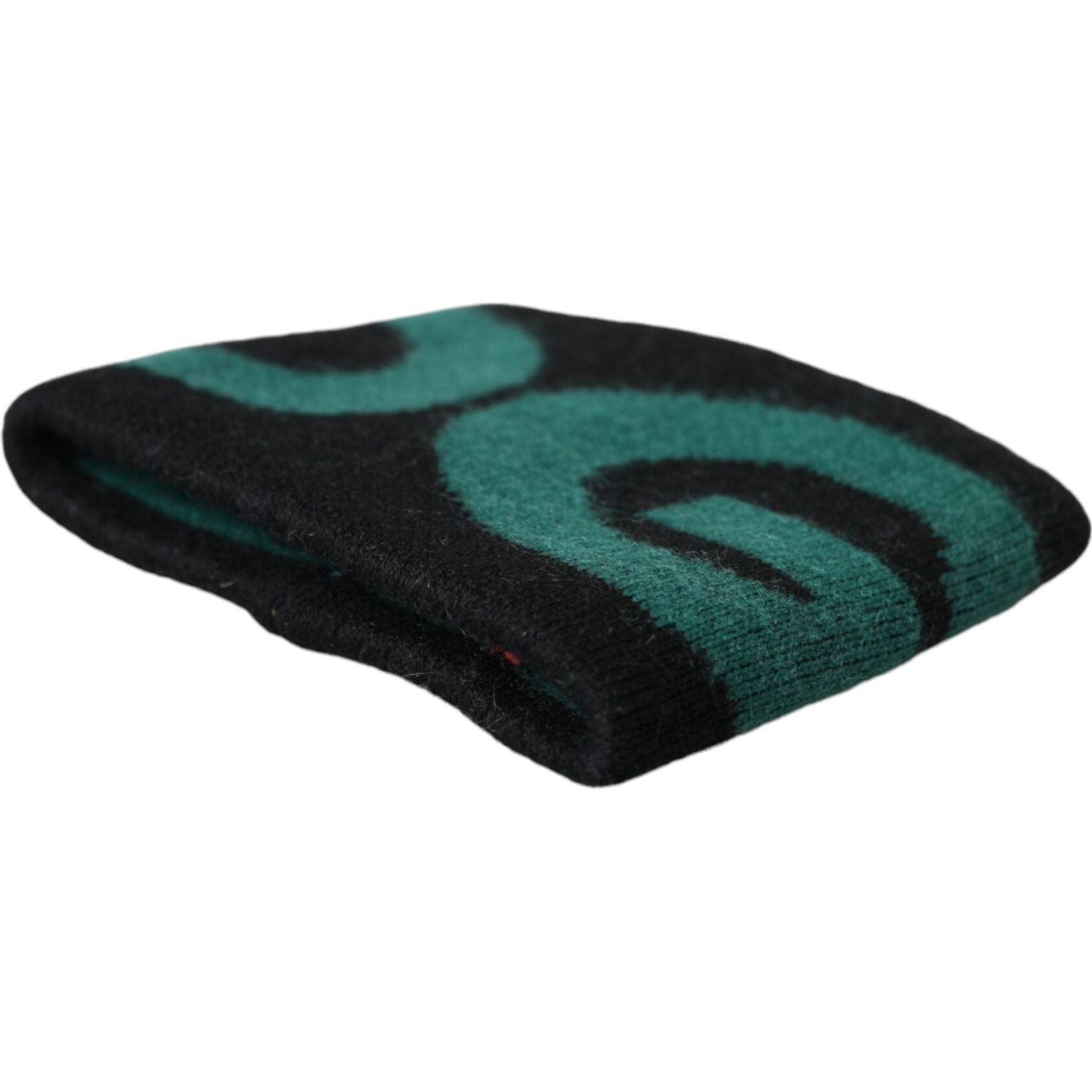 سوار من الصوف باللون الأسود والأخضر من Dolce &amp; Gabbana بشعار #DGMILLENNIALS