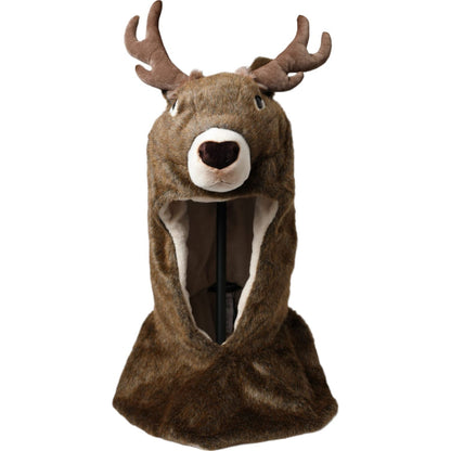 Dolce & Gabbana Brown Deer Faux Fur Whole Head Hat