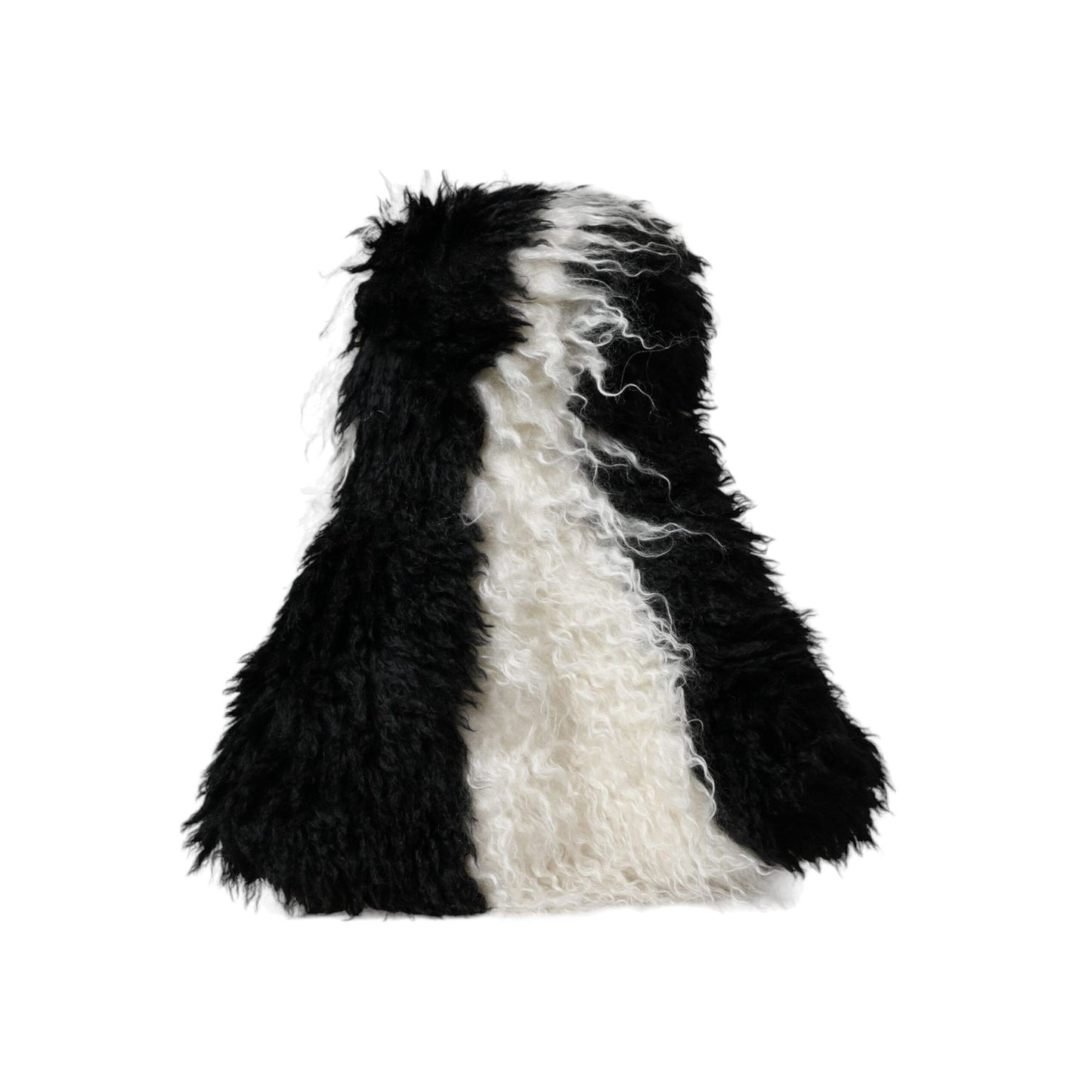 Dolce & Gabbana Black White Stripes Mohair Fur Bucket Hat