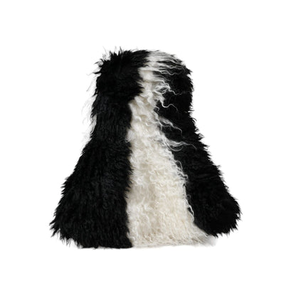 Dolce & Gabbana Black White Stripes Mohair Fur Bucket Hat