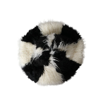 Dolce & Gabbana Black White Stripes Mohair Fur Bucket Hat