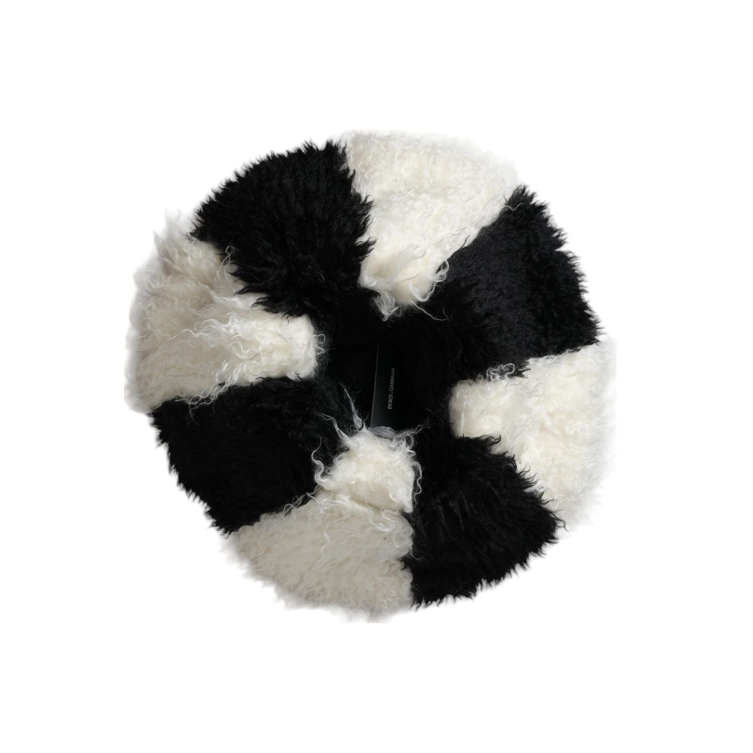 Dolce & Gabbana Black White Stripes Mohair Fur Bucket Hat