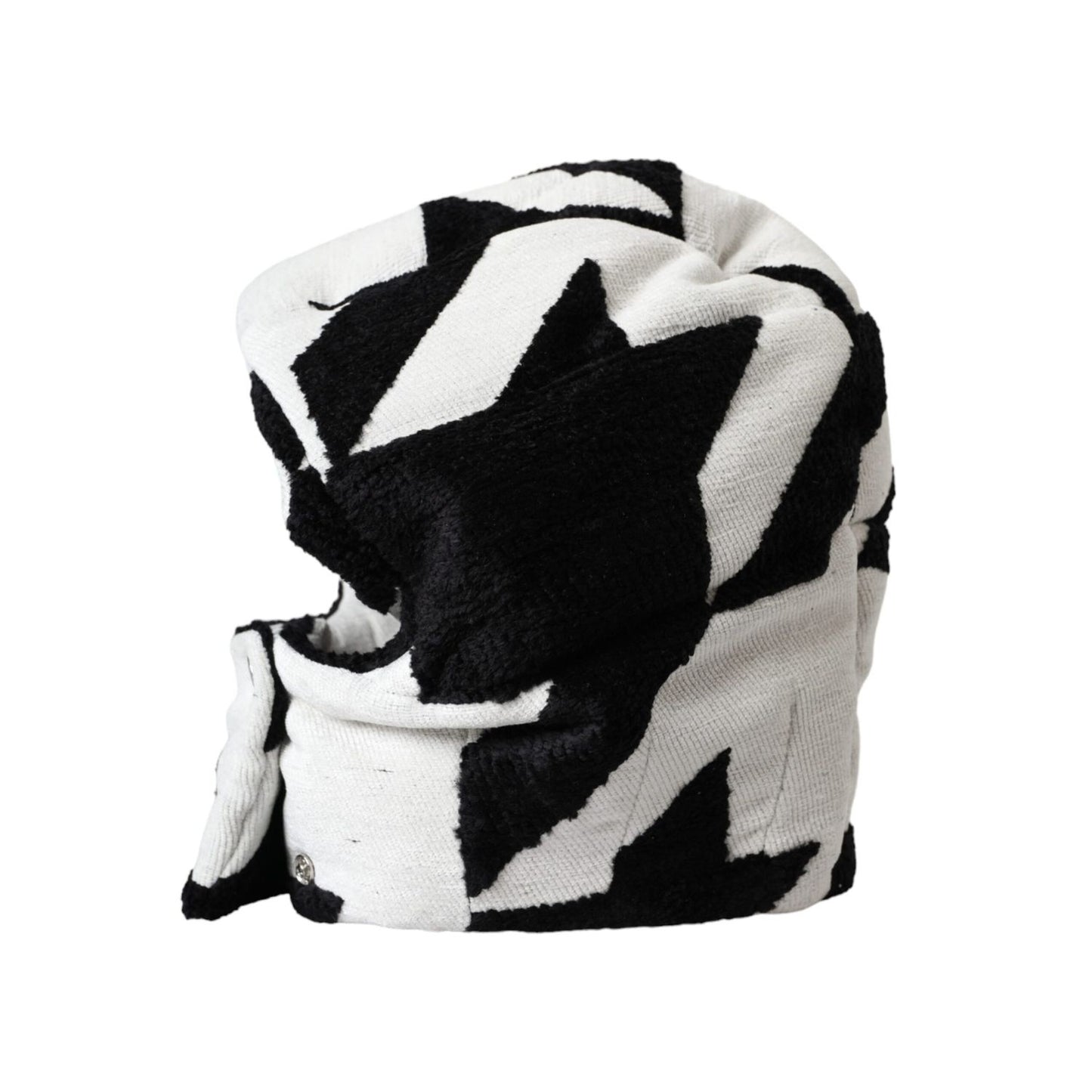 Dolce & Gabbana Black White Wool Whole Head Wrap Hat