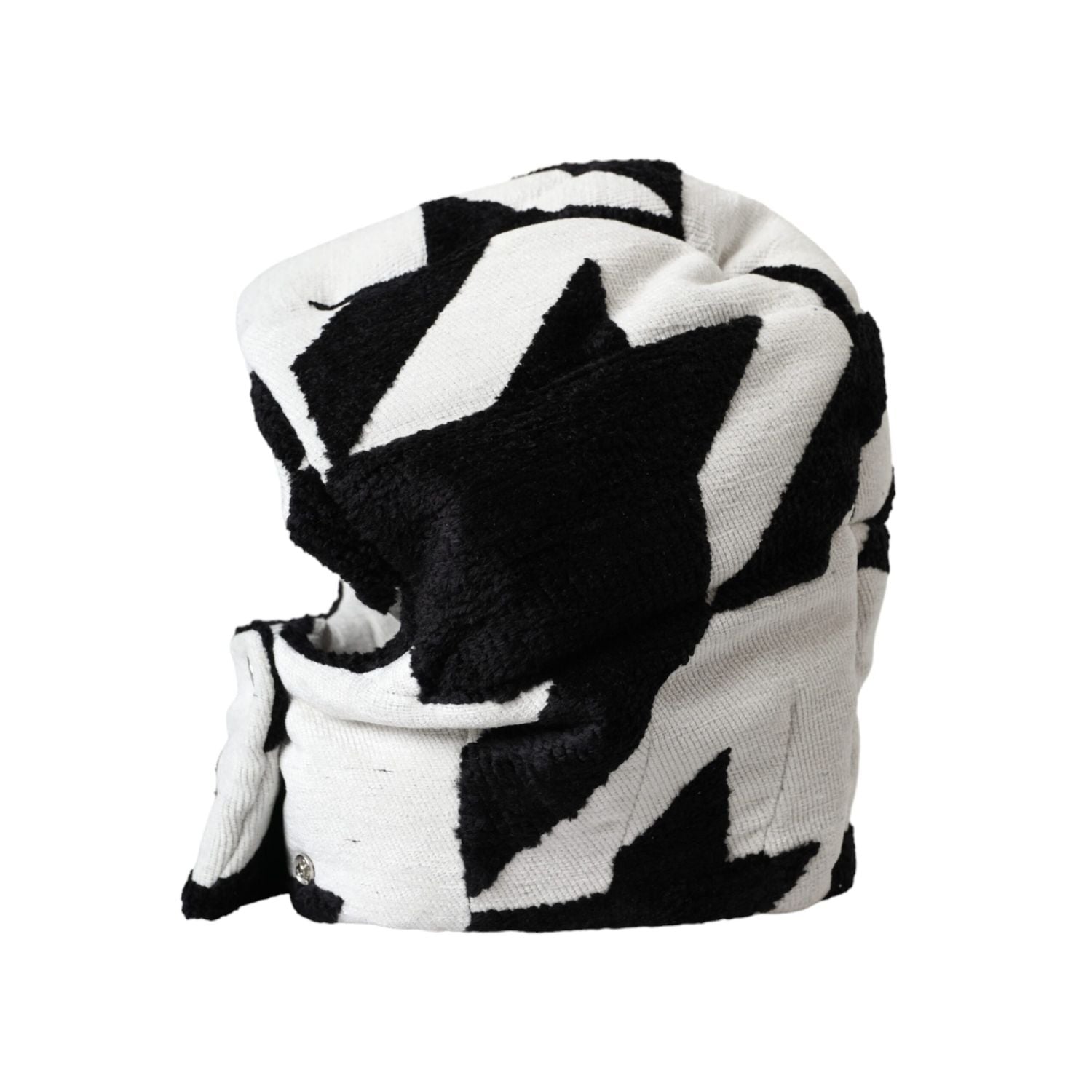 Dolce & Gabbana Black White Wool Whole Head Wrap Hat