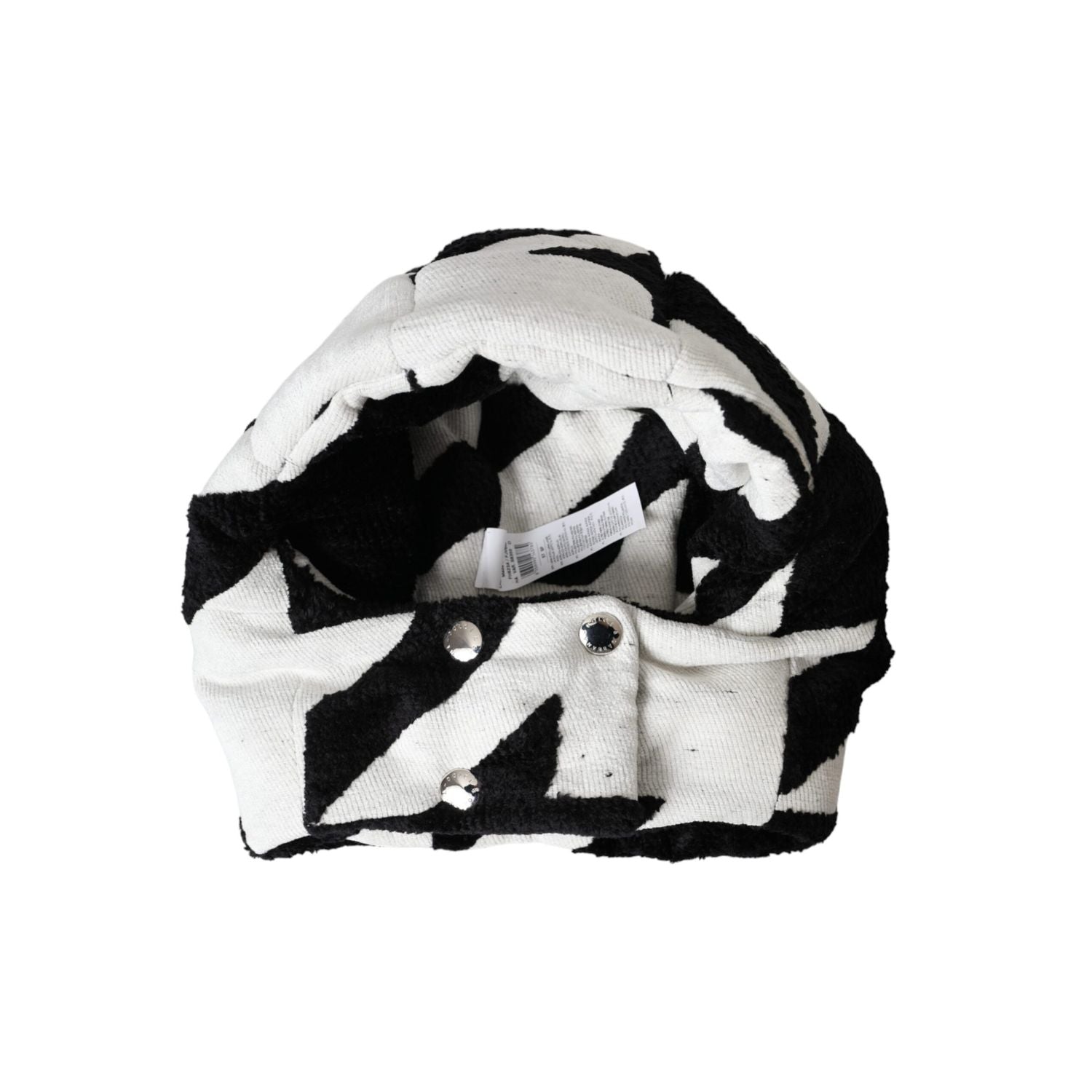 Dolce & Gabbana Black White Wool Whole Head Wrap Hat