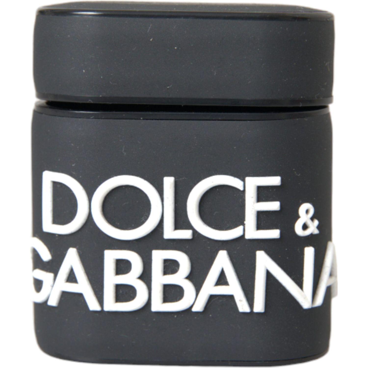 حافظة Airpods من السيليكون باللون الأسود والأبيض من Dolce &amp; Gabbana بشعار منقوش