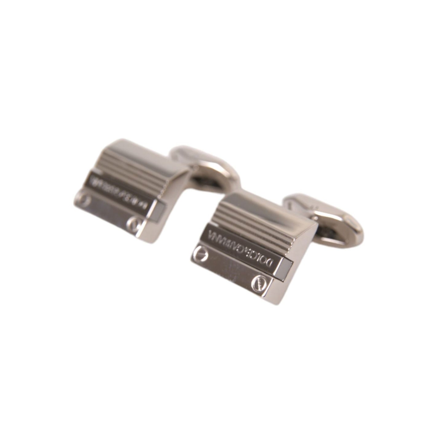 Dolce & Gabbana Silver Plated Metal Brass DG Logo Pin Cufflinks