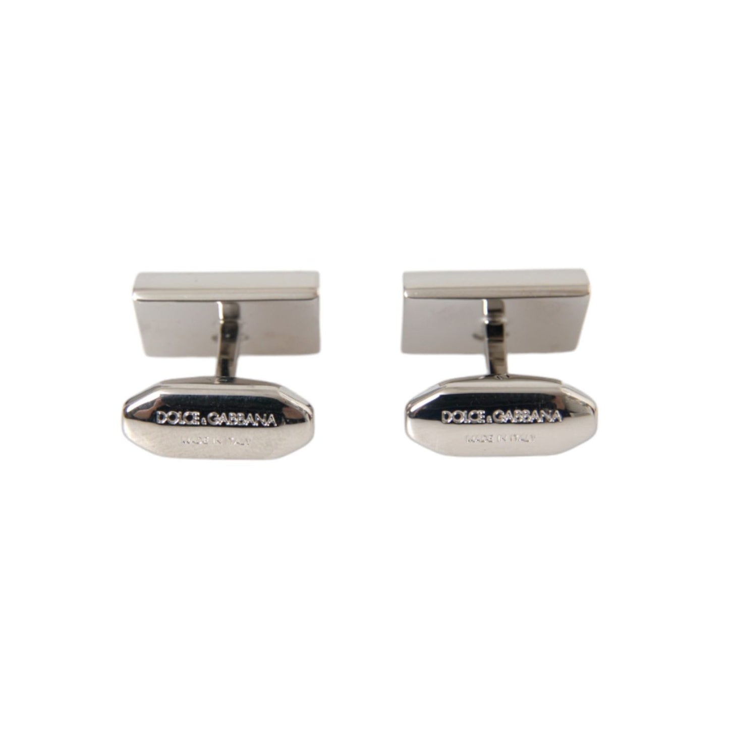 Dolce & Gabbana Silver Plated Metal Brass DG Logo Pin Cufflinks
