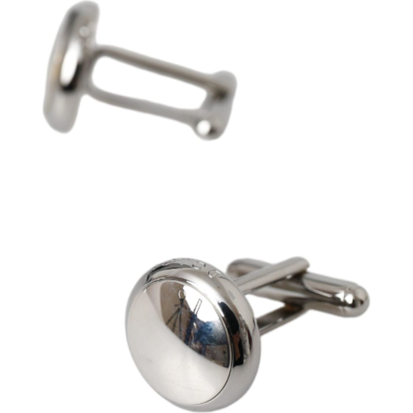 Dolce & Gabbana Silver Plated Brass Round Pin Men Cufflinks SMY10214