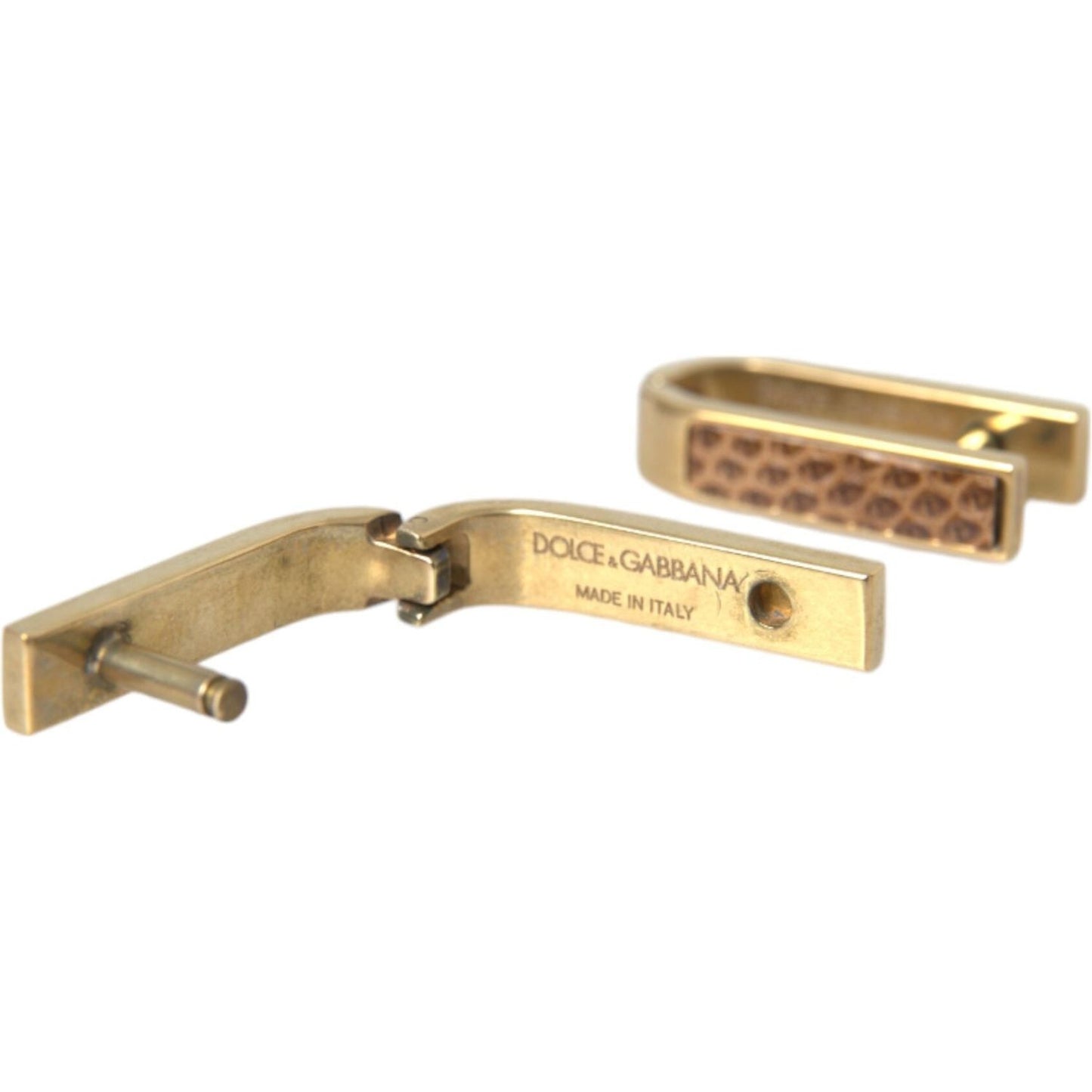 Dolce & Gabbana Gold Plated Metal Brass Pin Men Cufflinks Cufflinks