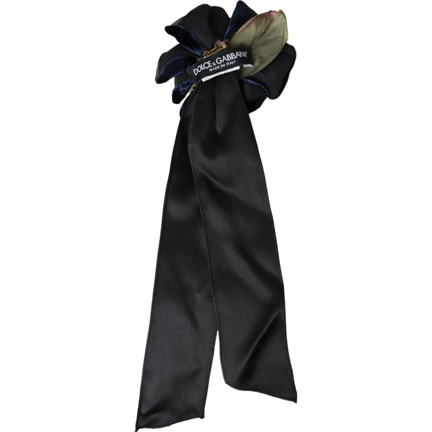 دبوس شعر من الحرير الأسود والذهبي من دولتشي آند غابانا