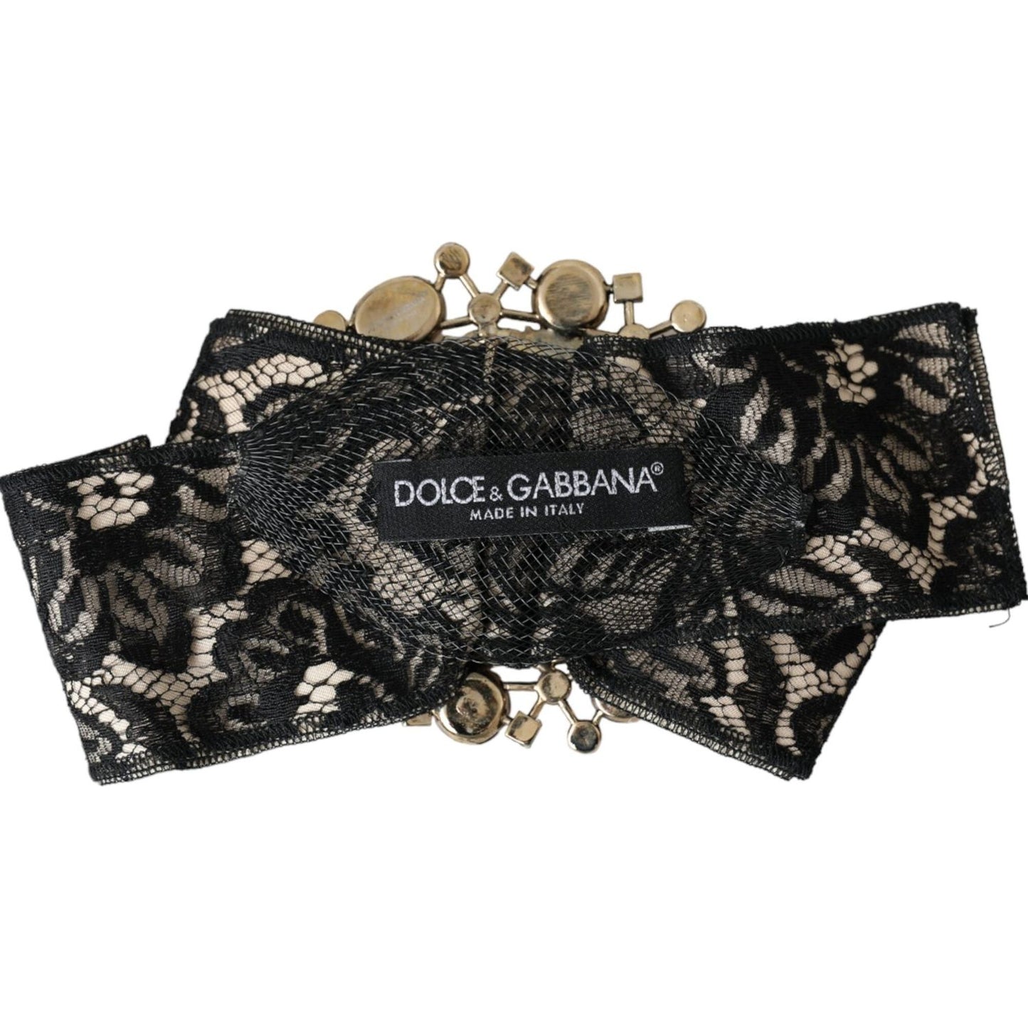 Dolce & Gabbana Black Lace Crystal Handmade Brooch Hair Pin FASHION ACCESSORIES