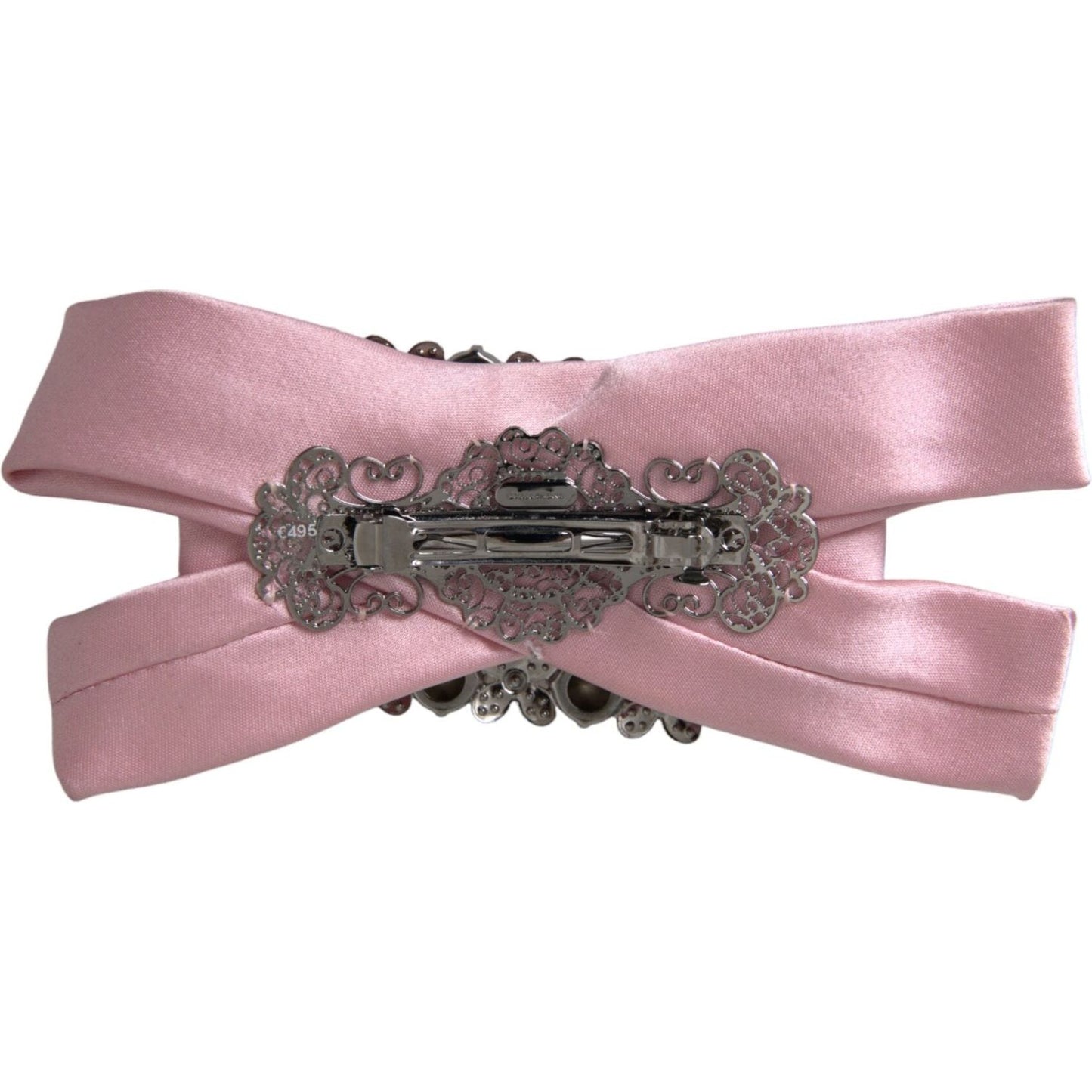 Dolce & Gabbana Pink Satin Crystal Jewelry Brooch Hair Pin FASHION ACCESSORIES